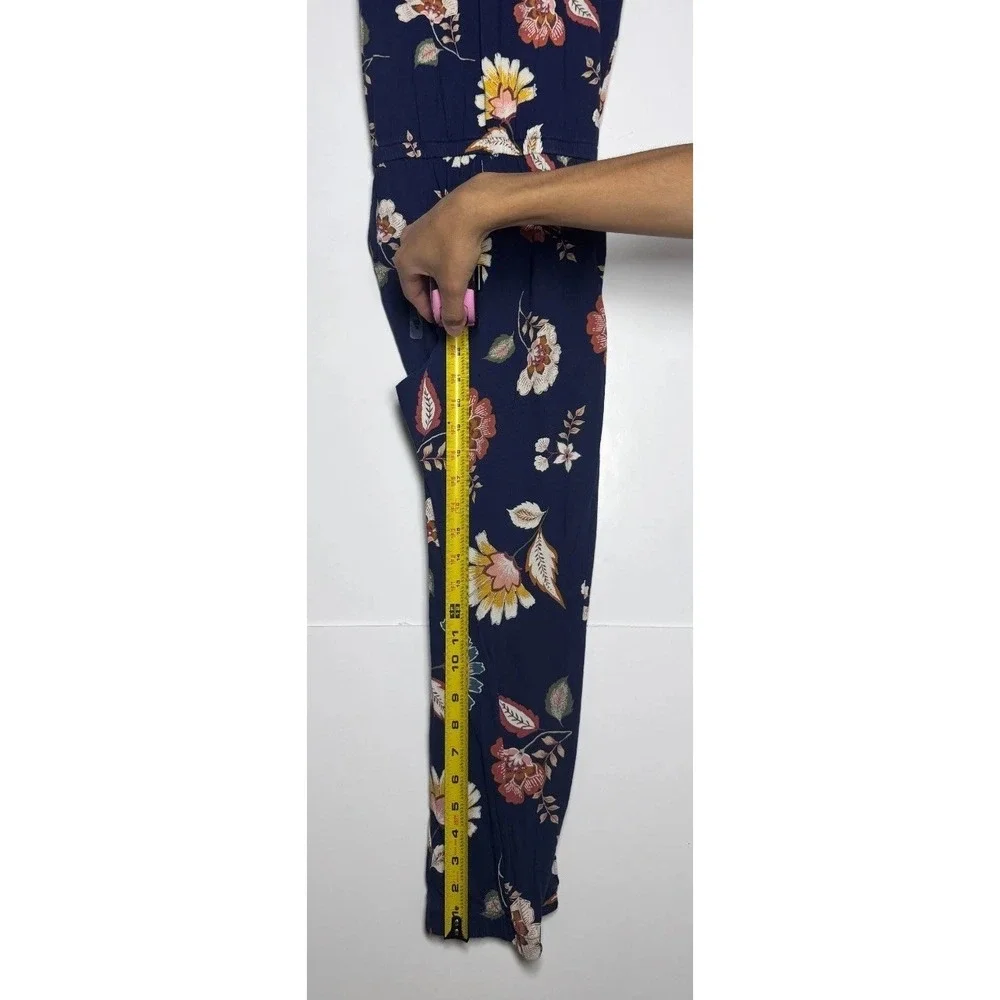 Old Navy Jumpsuit Girls L 10-12 Blue Floral‎ Relaxed Fit Straight Leg Romper